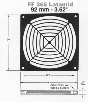 92mm RFI/EMI Latamid Fan Filters - P/N 150259