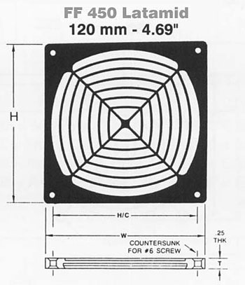 120mm RFI/EMI Latamid Fan Filters - P/N 150260
